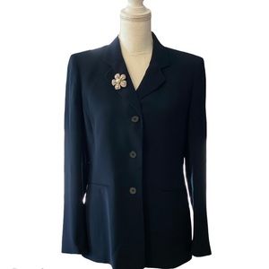 Kasper - Navy Blue 3 Button Down Lined Blazer-A